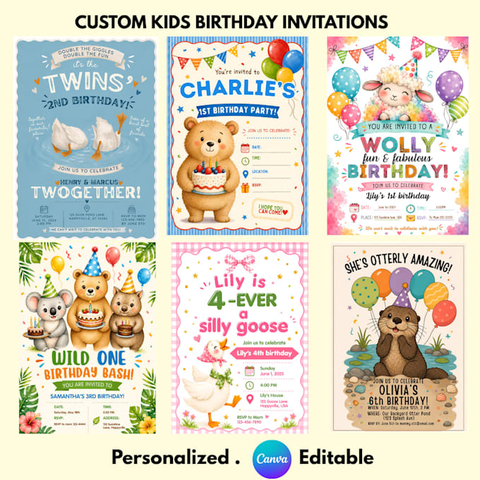 create a personalized kids birthday invitation in canva