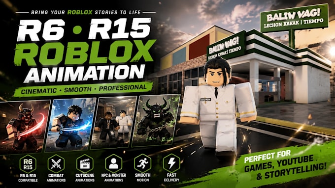 create custom roblox r6 r15 animation, cutscene 3d roblox animation