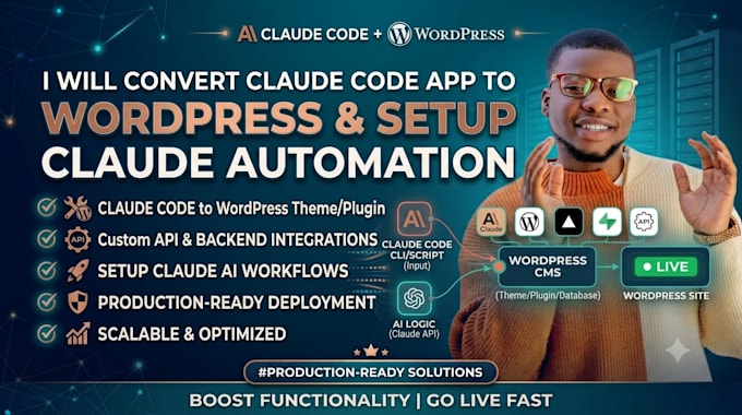 convert claude code website to wordpress and setup claude automation