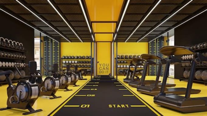 create 3d realistic gym model and rendering design