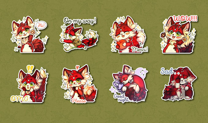 draw cute custom telegram or discord stickers