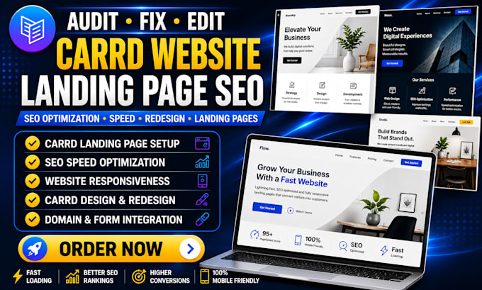 audit fix or edit carrd website, redesign landing page carrd co SEO optimization