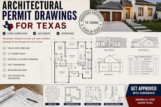 provide structural, civil, mep engineer stamp for texas permit approval