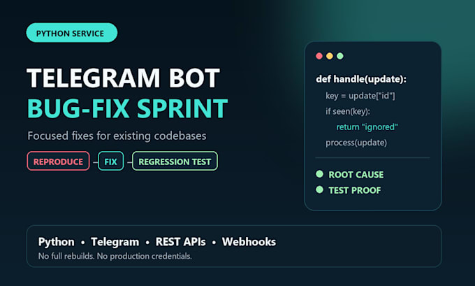 fix a reproducible python telegram bot or webhook bug
