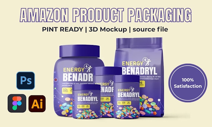 design amazon product packaging, box packaging and label design