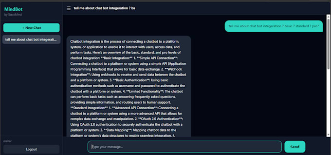 custom ai chatbot development with python django and react