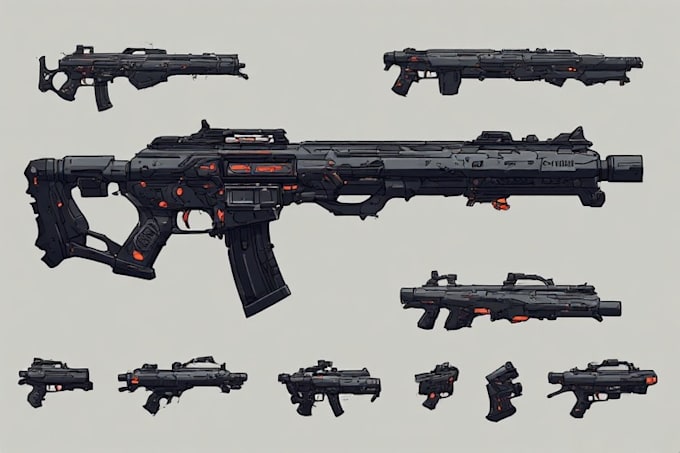 make creative concept art of weapons and item