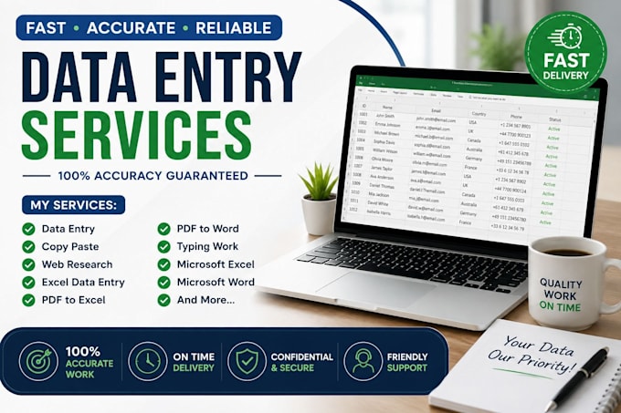 do fast and accurate data entry, copy paste and web research