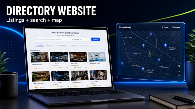 build a directory website with listings, search filters and map