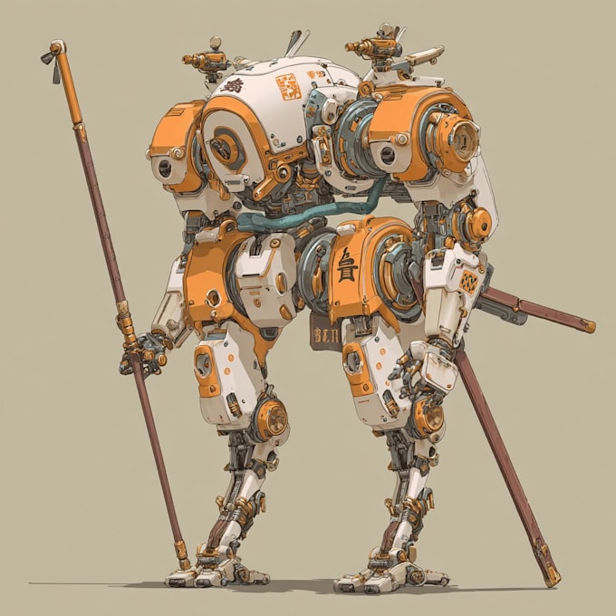 design custom futuristic mecha robot artwork