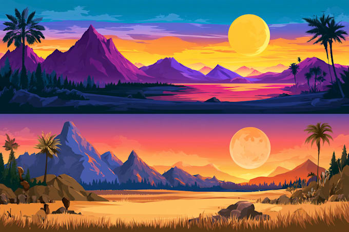 draw a flat vector landscape illustration