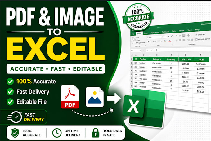 convert PDF, scanned image, or word to excel accurately