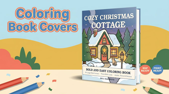 design a bold and easy coloring book cover for KDP