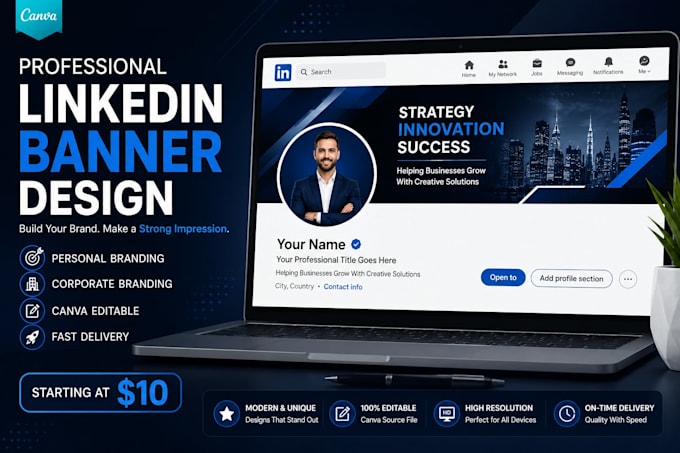 design professional linkedin banners in canva