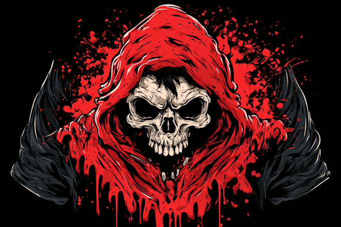 draw dark art,skull,horror illustration for t shirt design