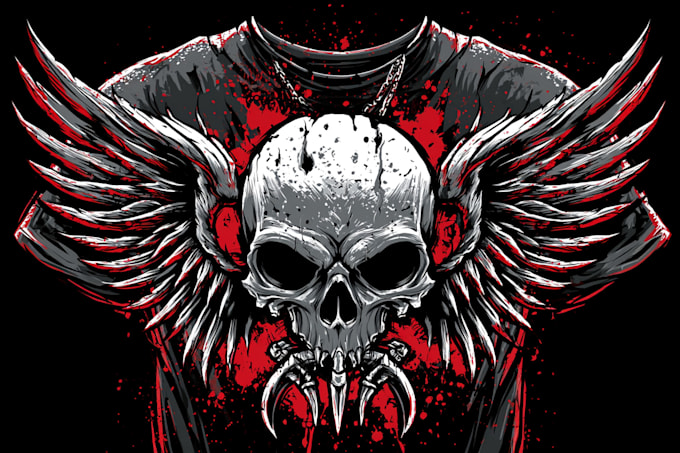 draw dark art skull illustration for streetwear design