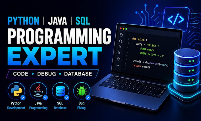 do python, java and sql programming tasks