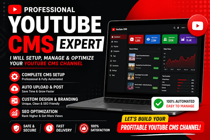 provide professional youtube cms and content management support