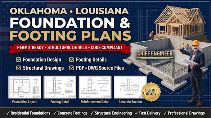 design foundation footing plans and details for oklahoma and louisiana