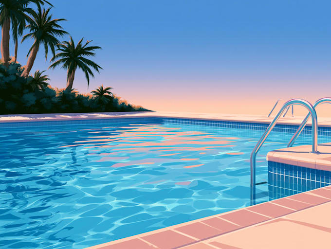 do render swimming pool, backyard, villa landscape