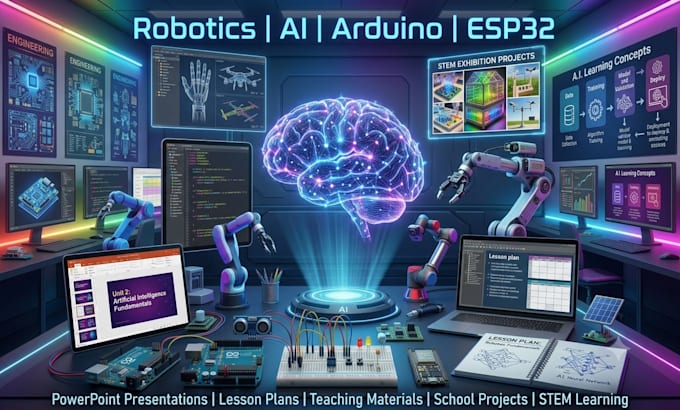 teach robotics, ai, arduino, esp32 and stem ppts and lesson plans