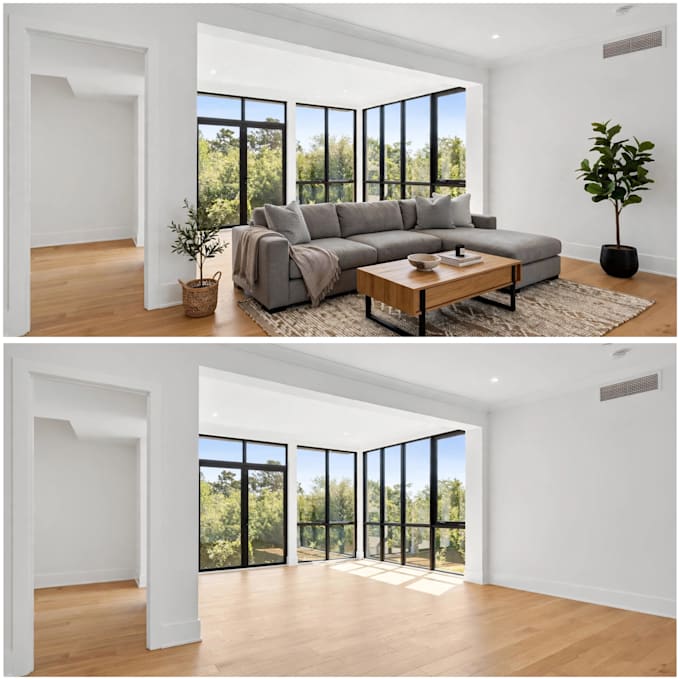 do virtual staging for empty rooms and real estate photos
