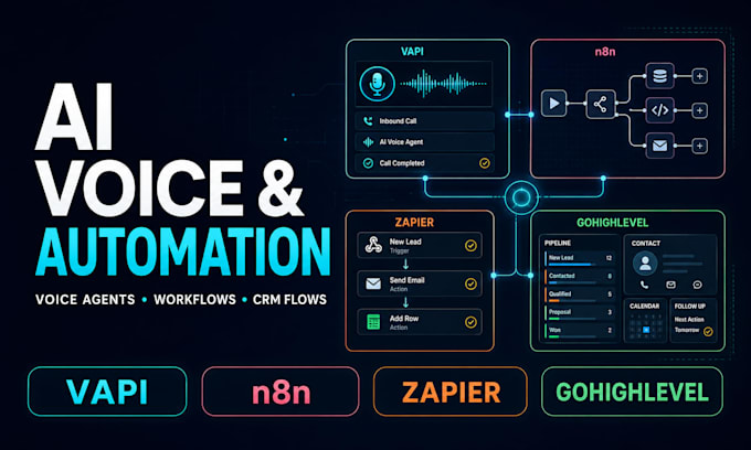 build vapi ai voice agent, n8n workflow automation, zapier and gohighlevel flows