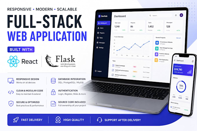 develop a full stack web application using react and flask