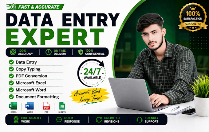 do professional data entry, ms word, excel, and PDF conversion