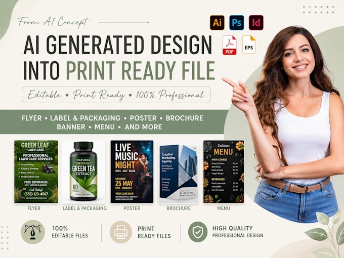 recreate, redesign ai generated design into print ready vector files