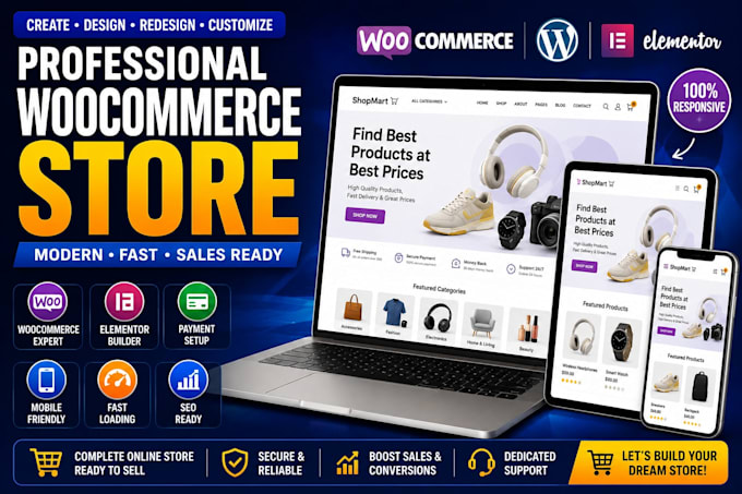 create design redesign and customize a woocommerce wordpress online store