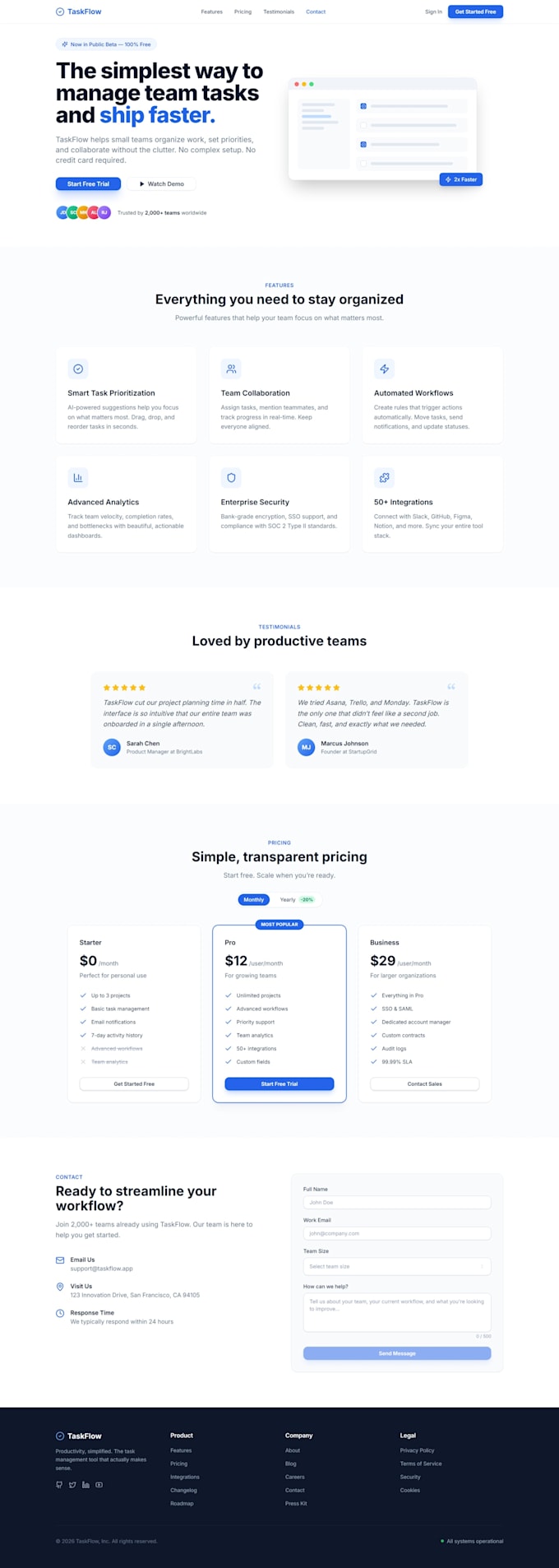 design and develop a responsive landing page with react