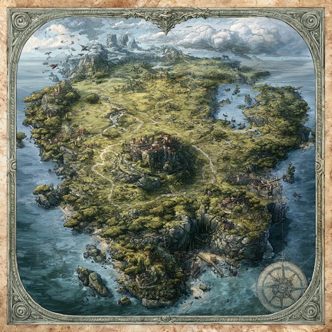 draw a custom map for fantasy, scifi, book or boardgame
