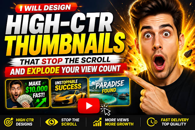 design high CTR thumbnails that stop the scroll and explode your view count