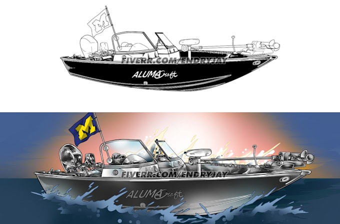 do vector illustration with boat and yacht