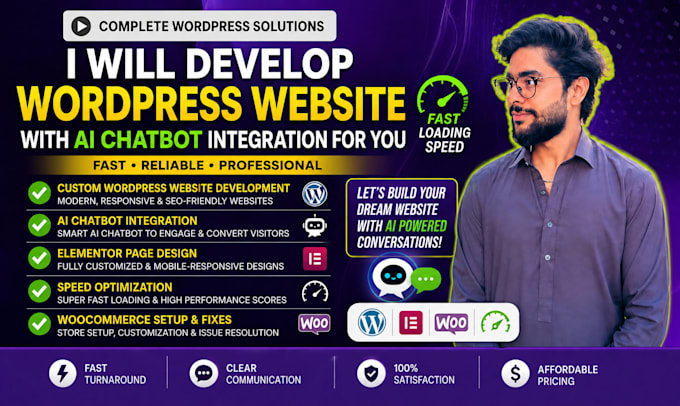 develop wordpress website with ai chatbot integration for you