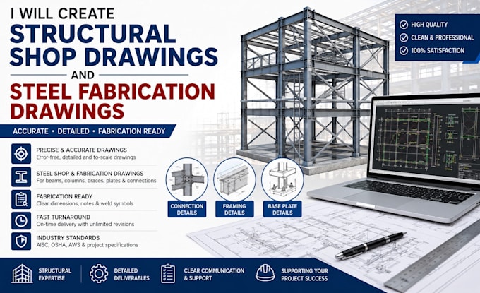 create structural shop drawings and steel fabrication drawings