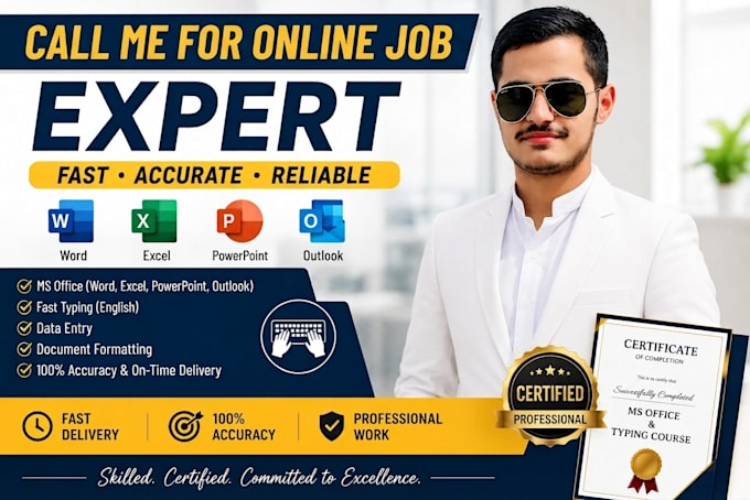 do professional ms office, data entry and typing work