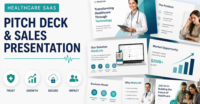 create healthcare saas pitch deck and sales presentation