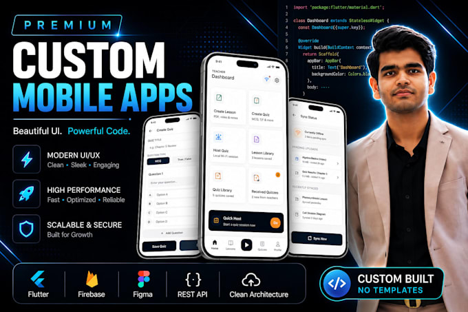develop flutter android and ios app with modern UI design
