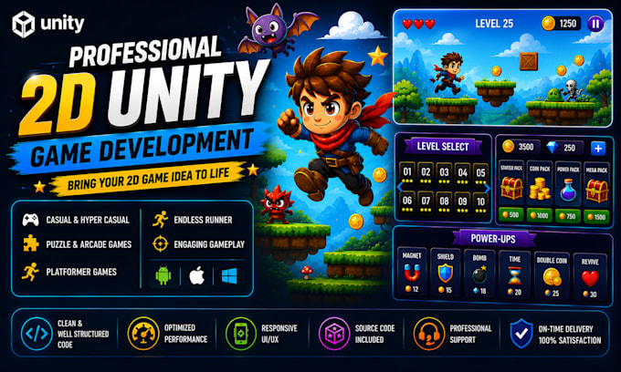 develop a professional 2d or 3d unity game