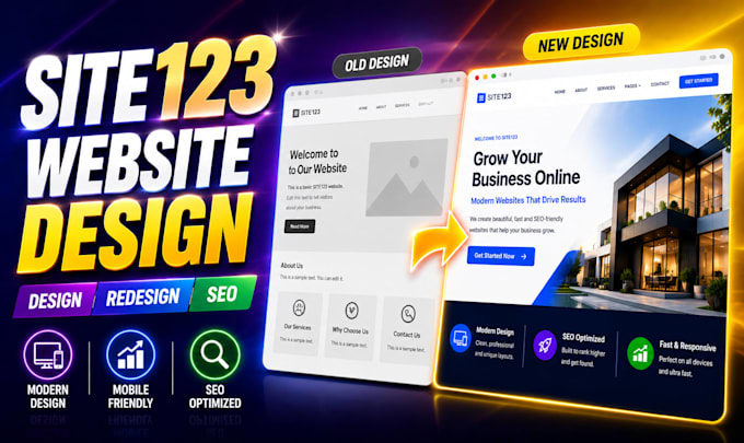 do site123 website design, redesign or fix site 123 website, SEO optimization