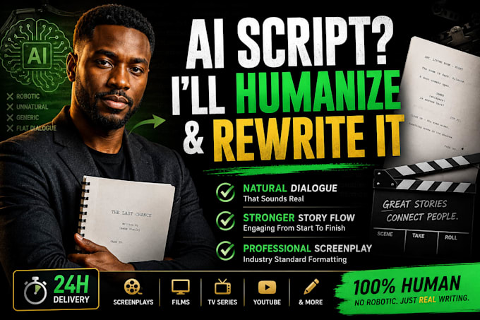 edit, rewrite, humanize your ai generated script or screenplay
