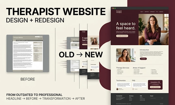 design wordpress website, redesign wordpress website for therapists