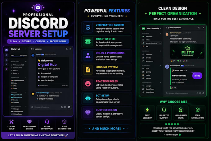 create a professional discord server with bots and permissions