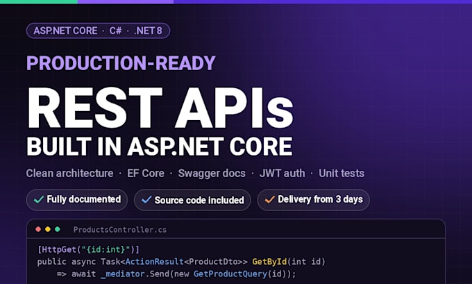 develop a c sharp rest API in asp net core with sql jwt and swagger