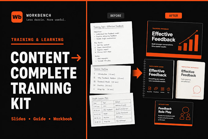 design training material, facilitator notes and slide decks