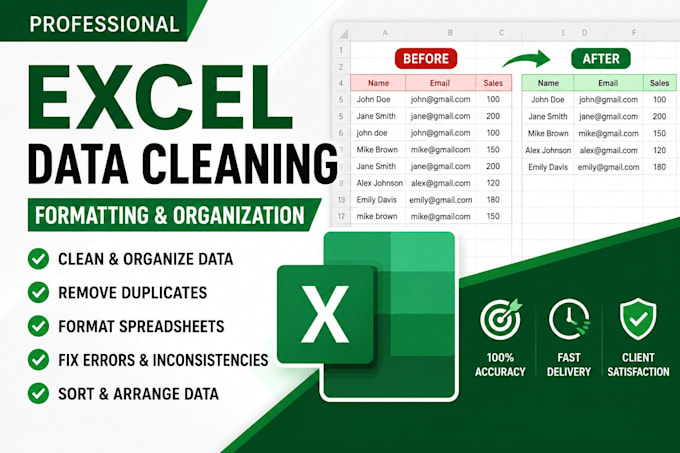 clean, format and organize excel data professionally