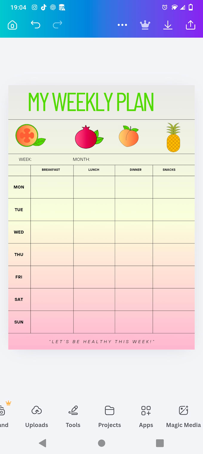 design printable diet plans