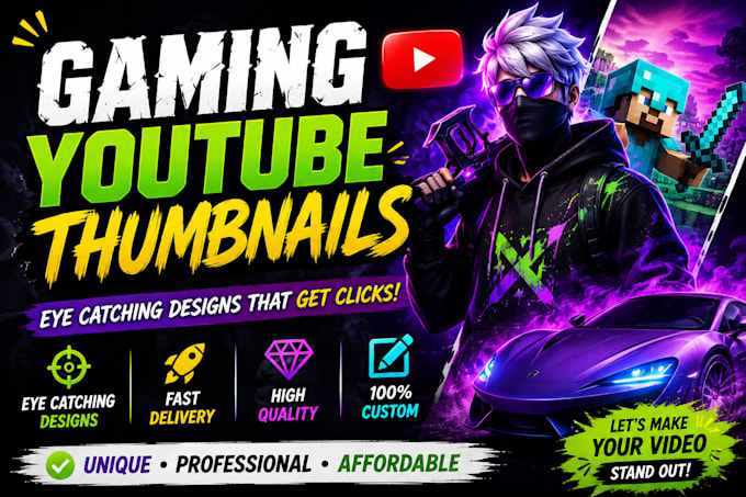 design eye catching gaming youtube thumbnails